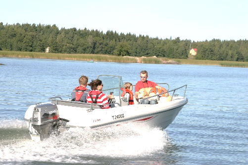 Family enjoying recreational boating